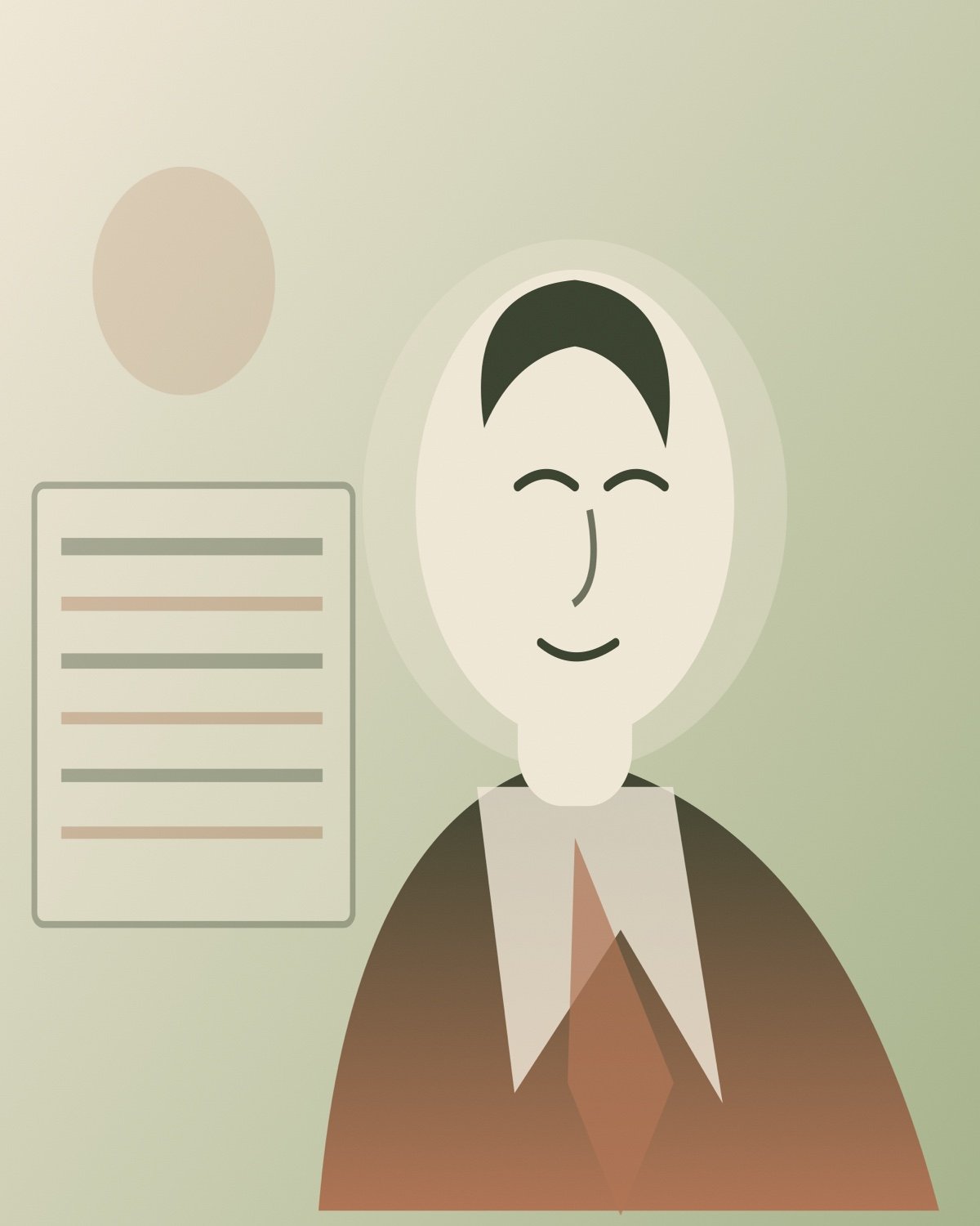 Commemorative illustration for Michael Russell; not a historical portrait