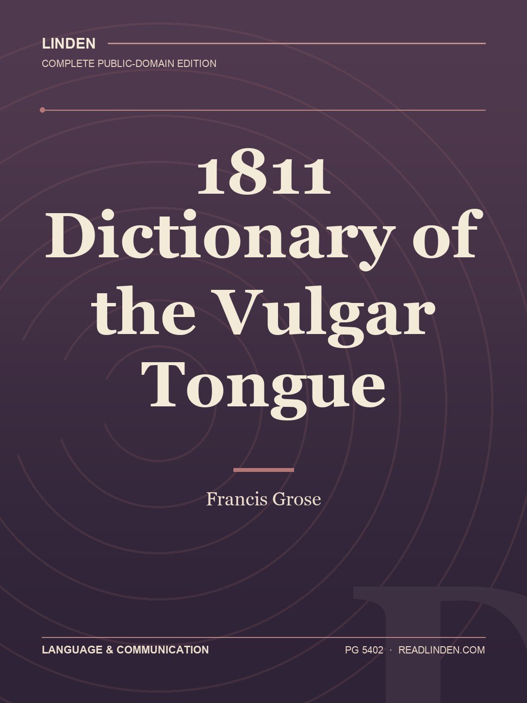 Cover of 1811 Dictionary of the Vulgar Tongue