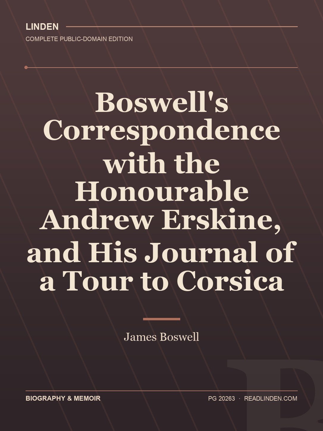 Cover of Boswell's Correspondence with the Honourable Andrew Erskine, and His Journal of a Tour to Corsica