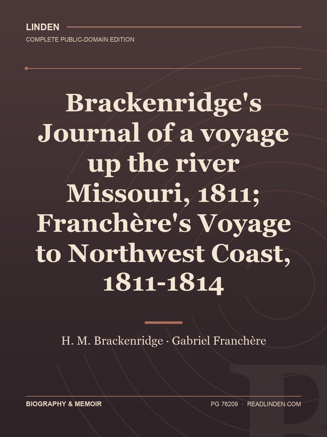 Cover of Brackenridge's Journal of a voyage up the river Missouri, 1811; Franchère's Voyage to Northwest Coast, 1811-1814