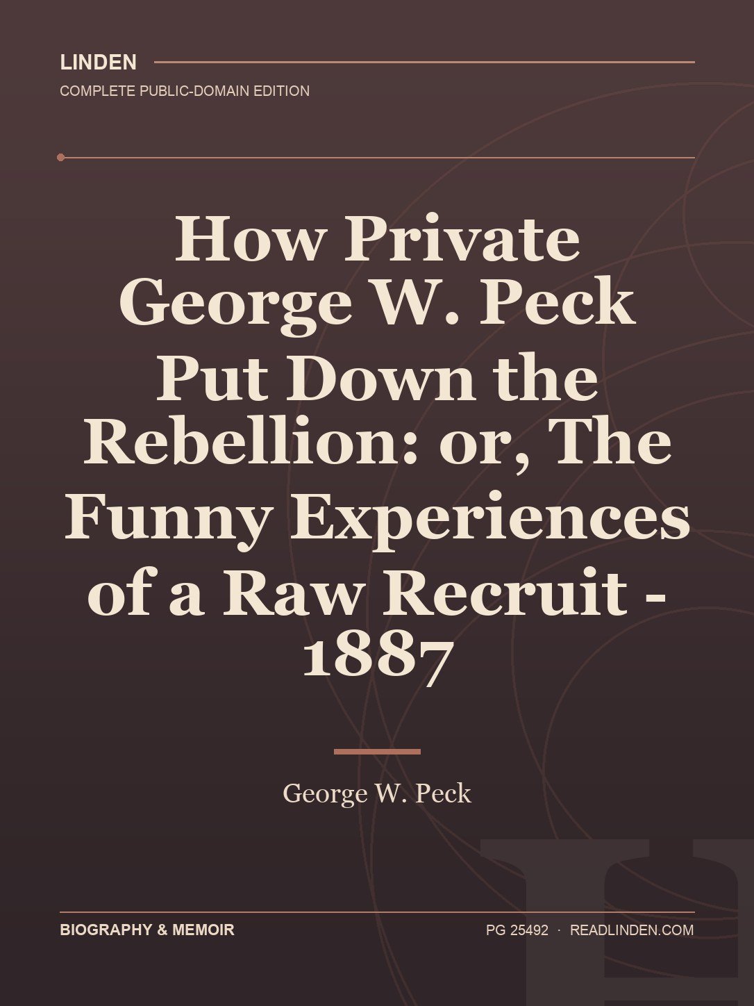 Cover of How Private George W. Peck Put Down the Rebellion: or, The Funny Experiences of a Raw Recruit - 1887
