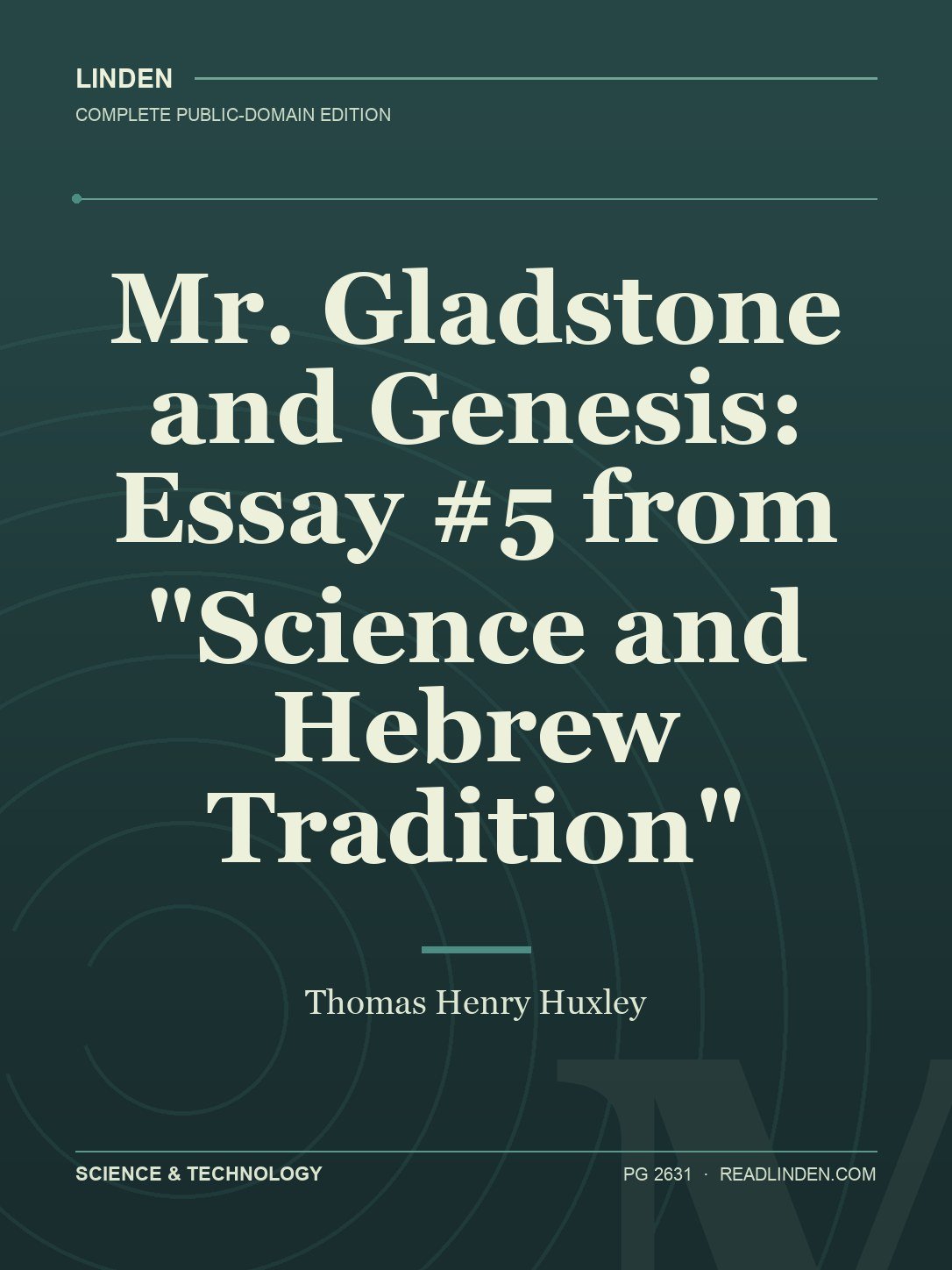 Cover of Mr. Gladstone and Genesis: Essay #5 from "Science and Hebrew Tradition"