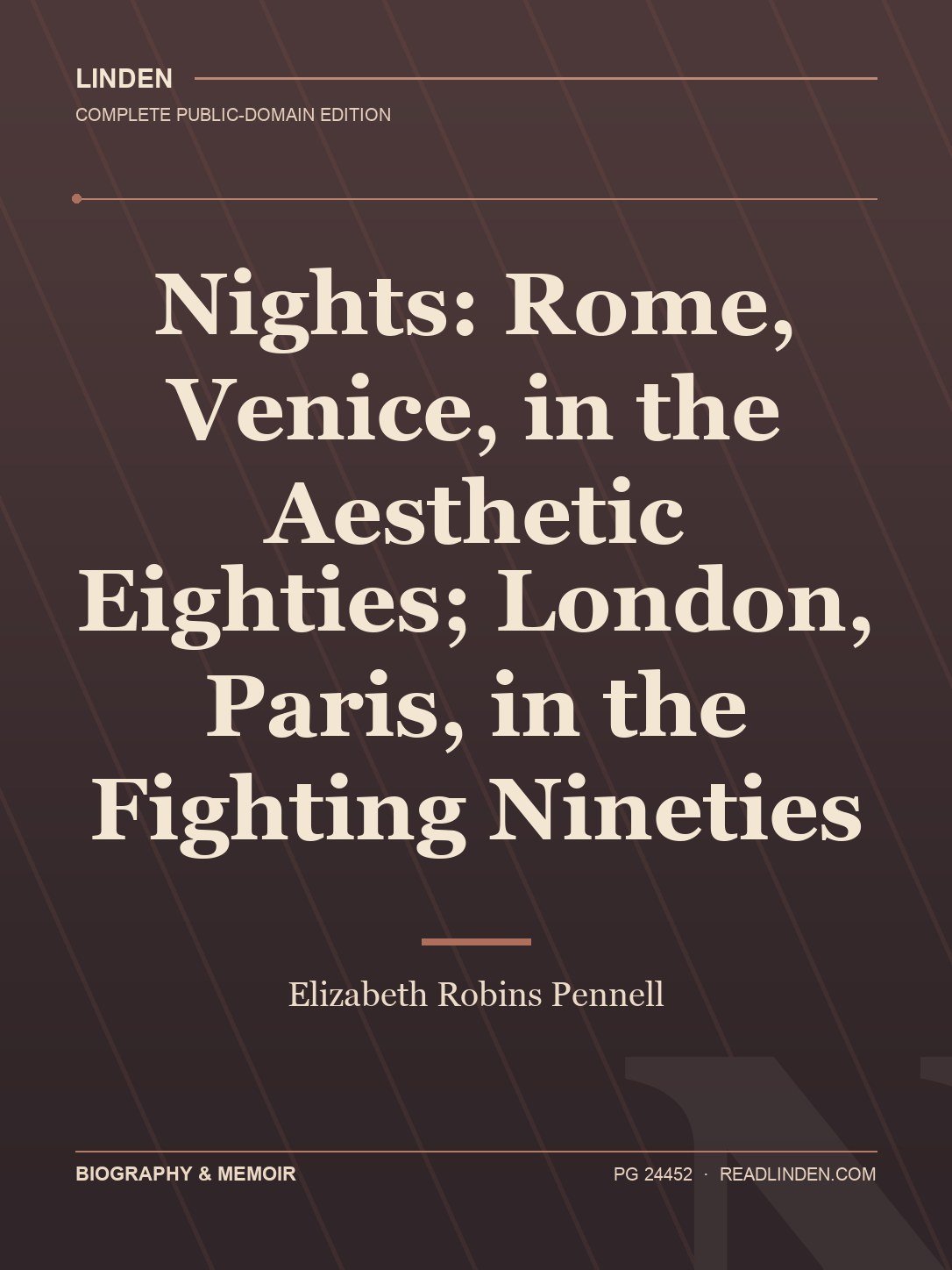 Cover of Nights: Rome, Venice, in the Aesthetic Eighties; London, Paris, in the Fighting Nineties