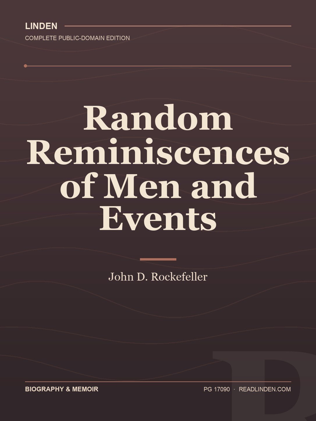 Cover of Random Reminiscences of Men and Events