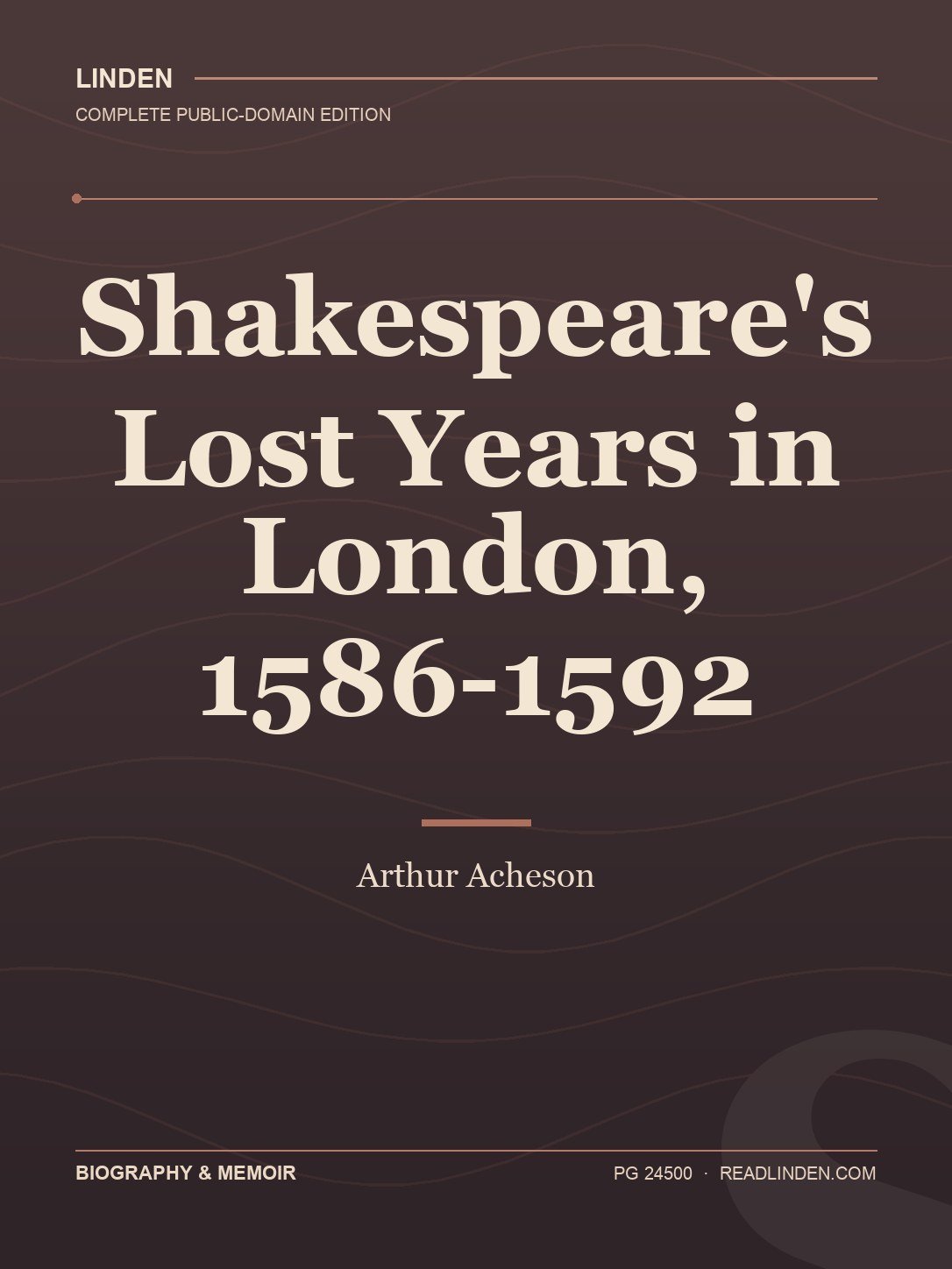 Cover of Shakespeare's Lost Years in London, 1586-1592
