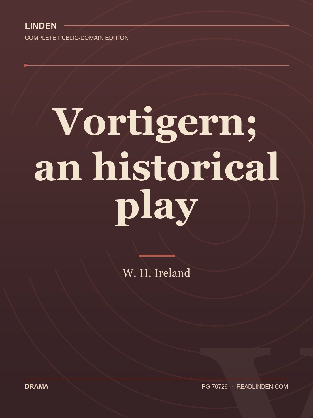 Cover of Vortigern; an historical play